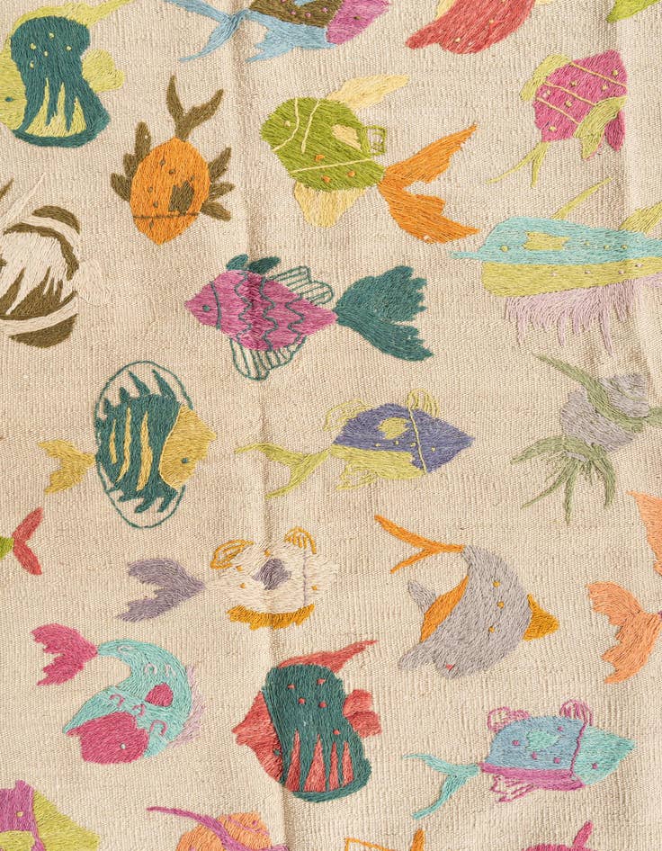 Detail image of 4' x 5' 7  Hand Woven Kilim Suzani Wool Rug