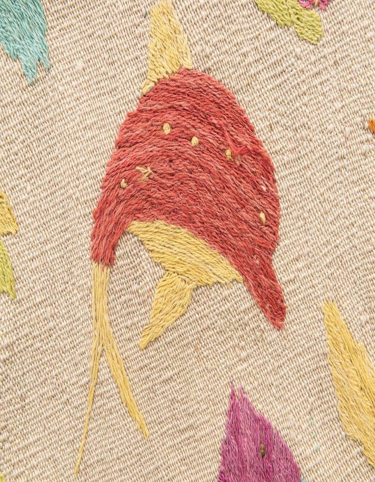 Detail image of 4' x 5' 7  Hand Woven Kilim Suzani Wool Rug