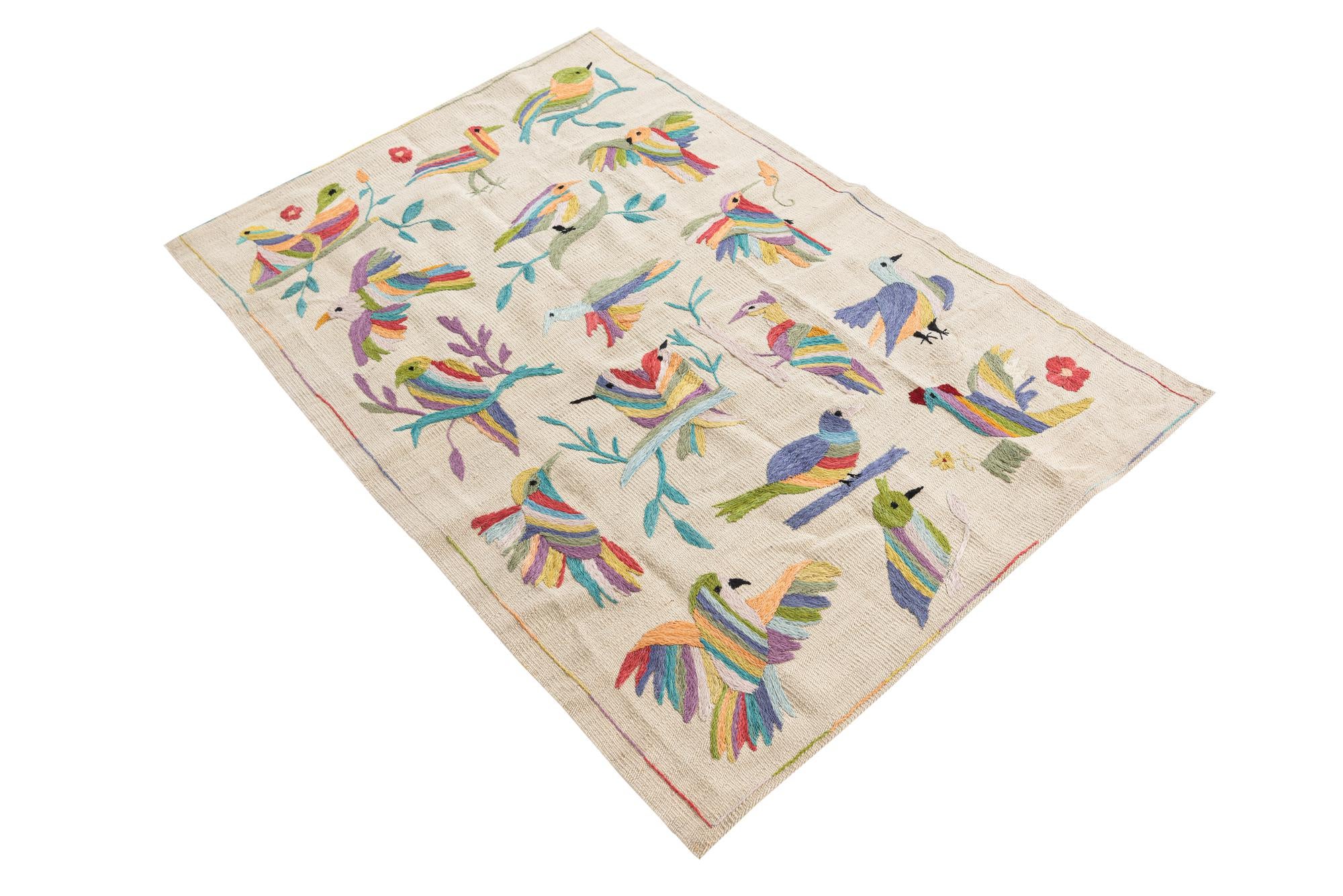 3' 2 x 4' 7 Hand Woven Kilim Suzani Wool Rug