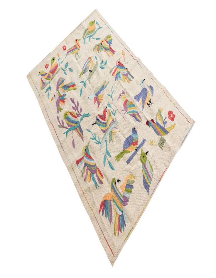 Detail image of 3' 2 x 4' 7 Hand Woven Kilim Suzani Wool Rug