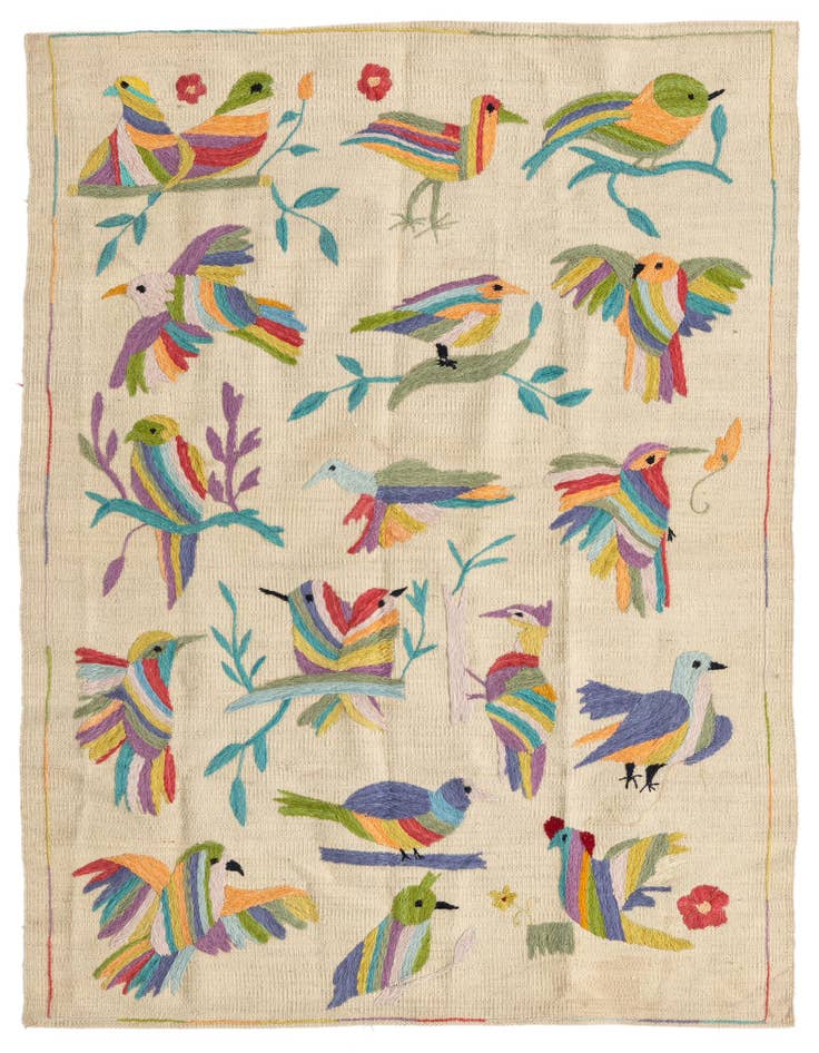 Detail image of 3' 2 x 4' 7 Hand Woven Kilim Suzani Wool Rug