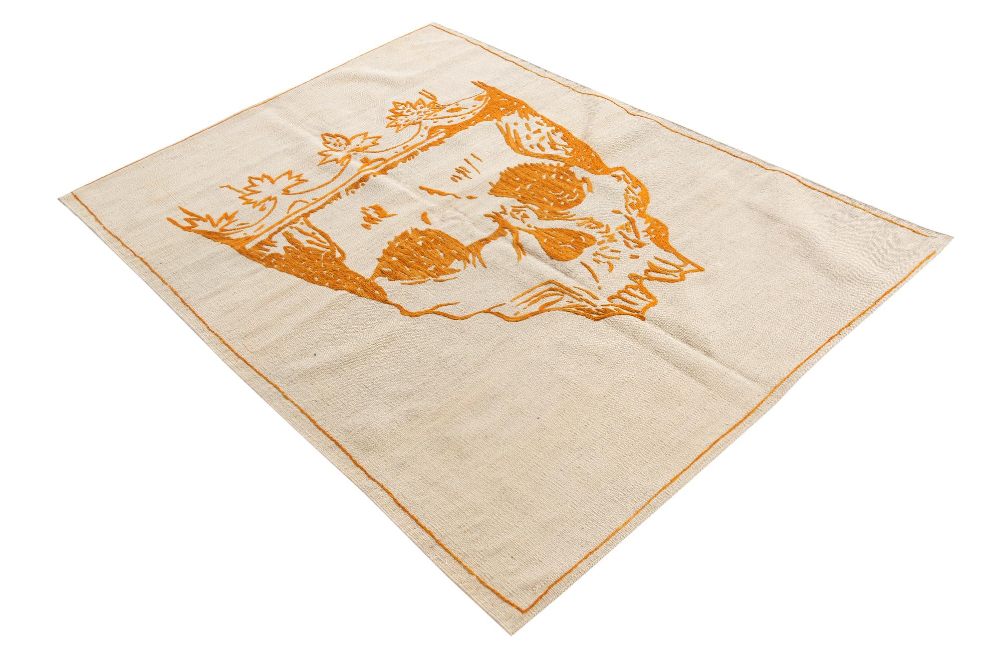 4' 3 x 5' 8 Hand Woven Kilim Suzani Wool Rug