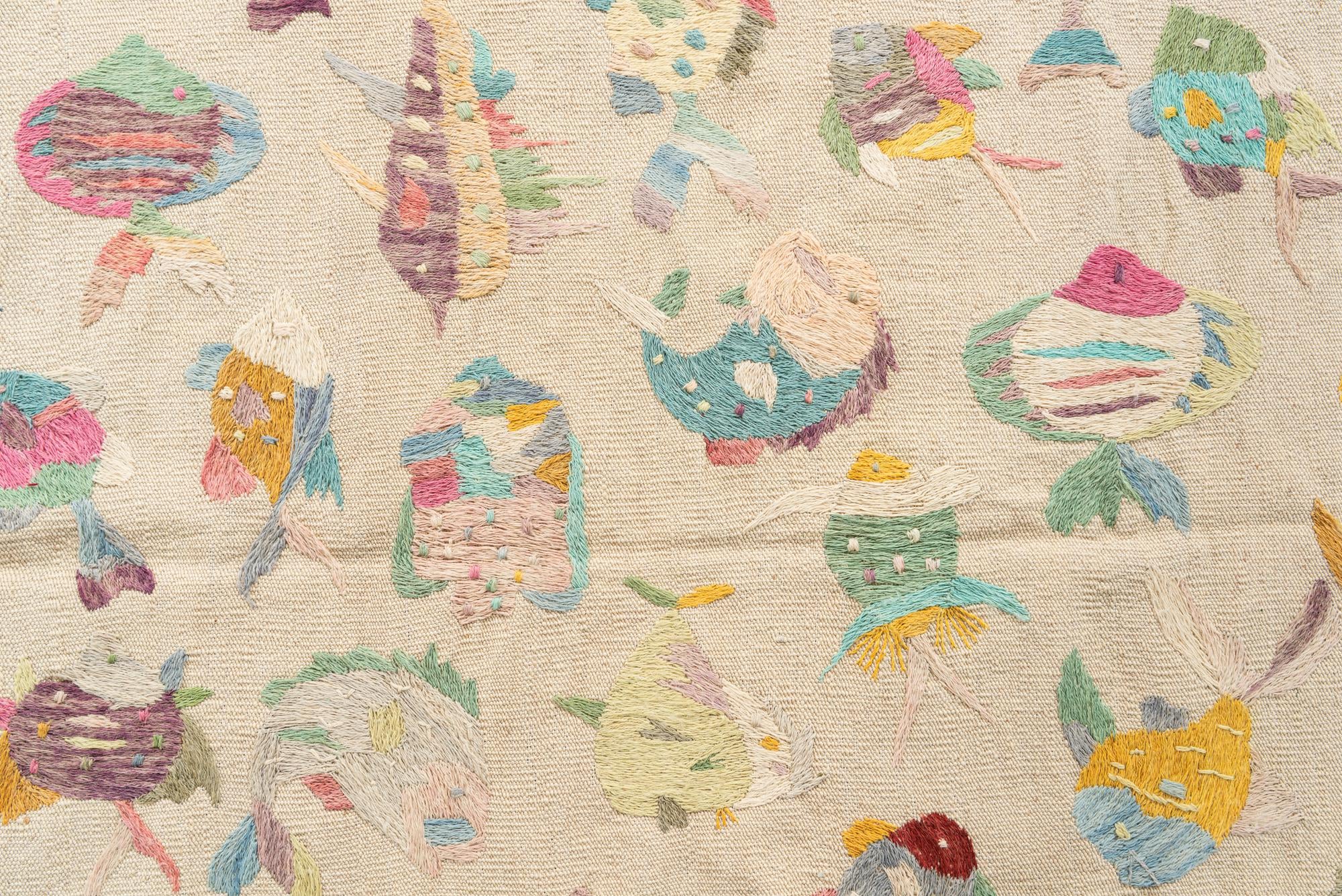 4' x 5' 8 Hand Woven Kilim Suzani Wool Rug