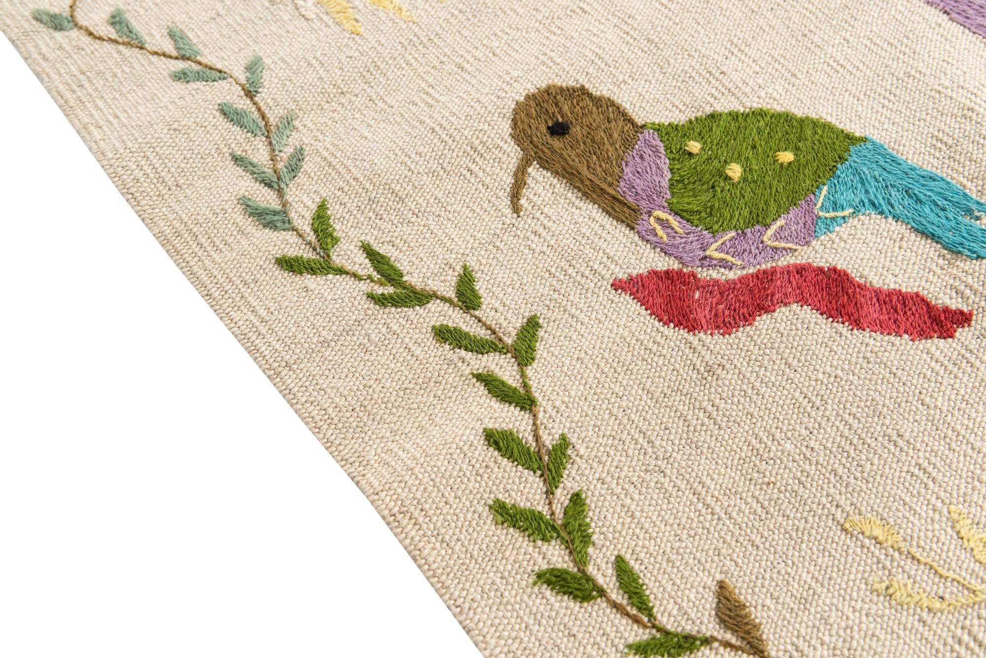 4' 2 x 5' 6 Hand Woven Kilim Suzani Wool Rug
