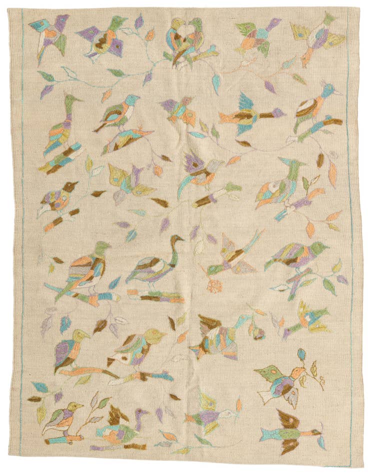 Detail image of 4' 2 x 5' 8 Hand Woven Kilim Suzani Wool Rug