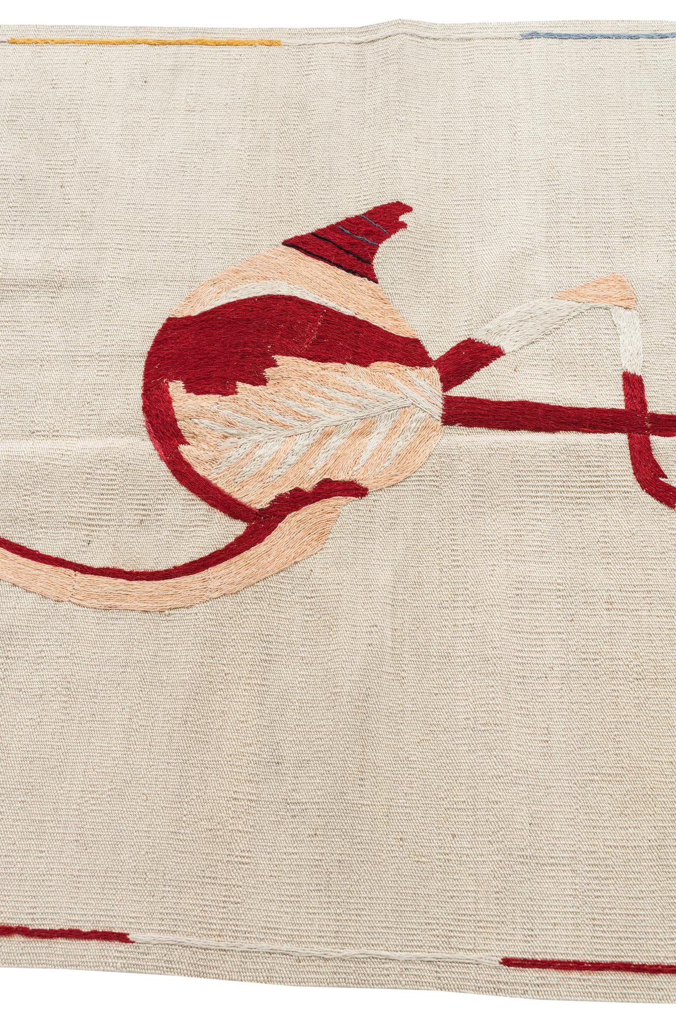 3' 2 x 4' 9 Hand Woven Kilim Suzani Wool Rug