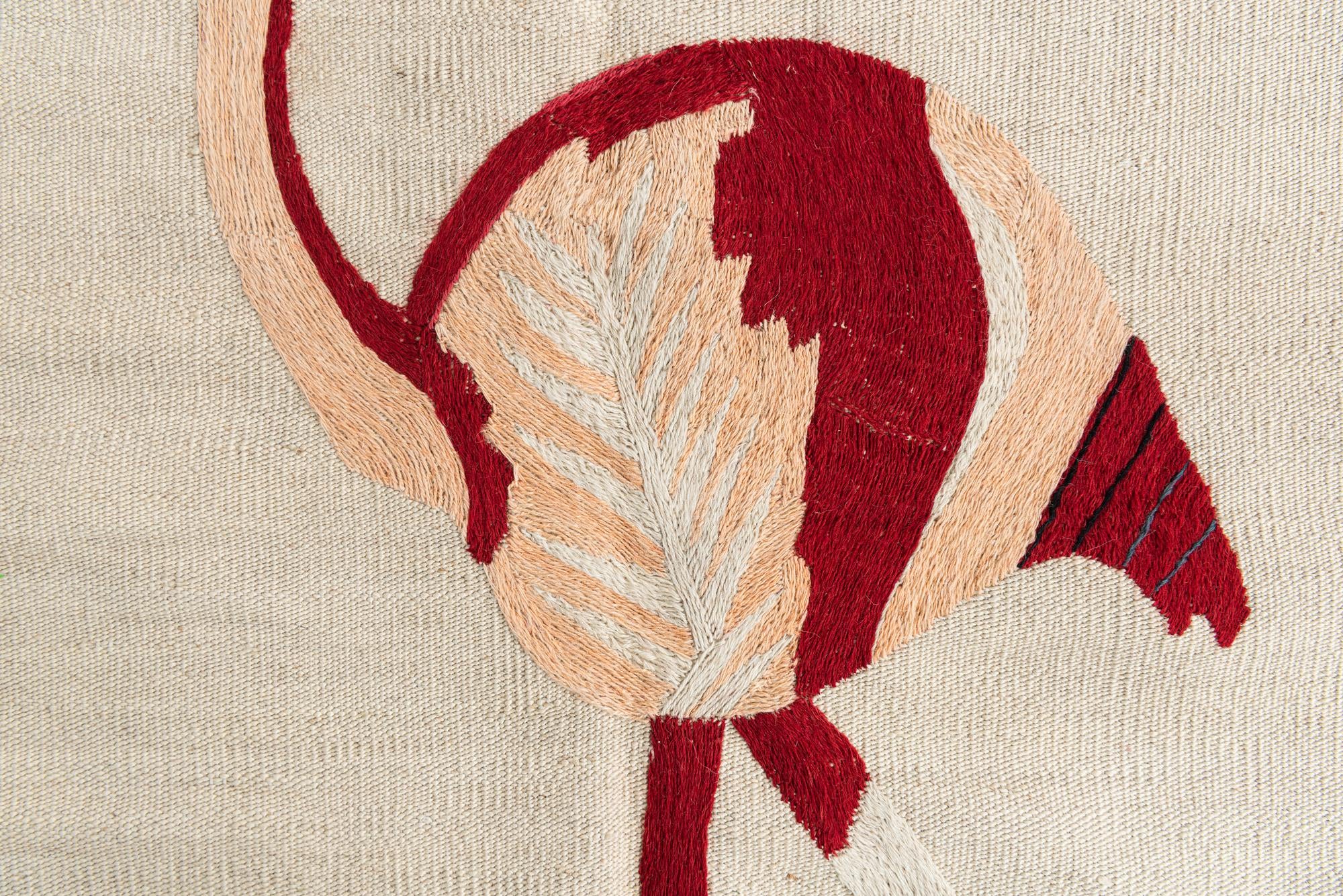 3' 2 x 4' 9 Hand Woven Kilim Suzani Wool Rug