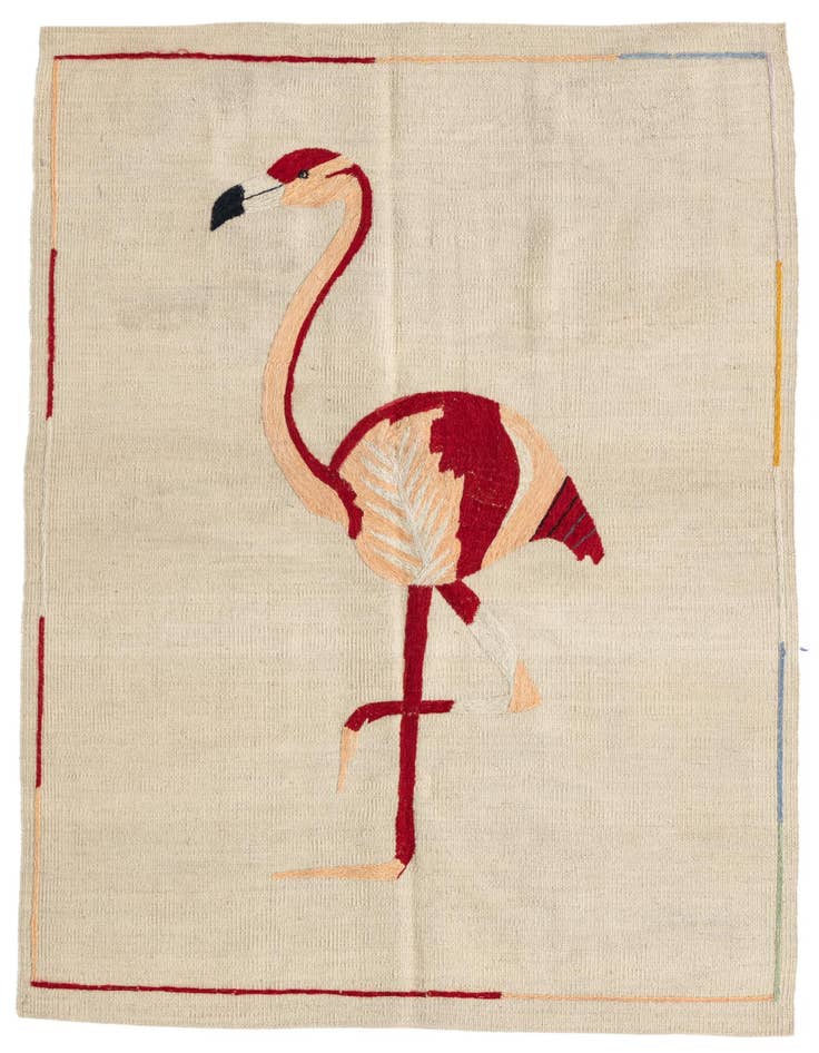 Detail image of 3' 2 x 4' 9 Hand Woven Kilim Suzani Wool Rug