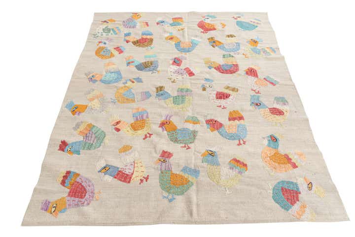 5' x 6' 2 Hand Woven Kilim Suzani Wool Rug