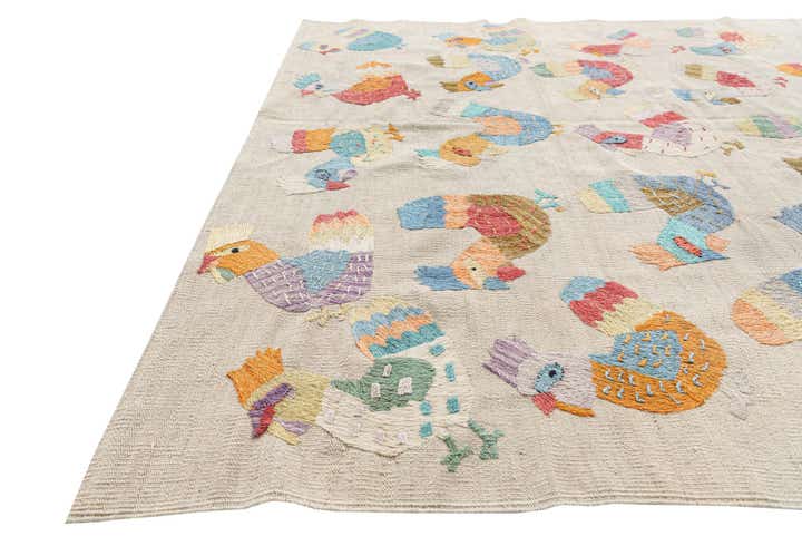 5' x 6' 2 Hand Woven Kilim Suzani Wool Rug