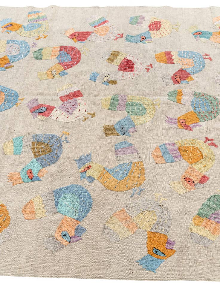 Detail image of 5' x 6' 2  Hand Woven Kilim Suzani Wool Rug