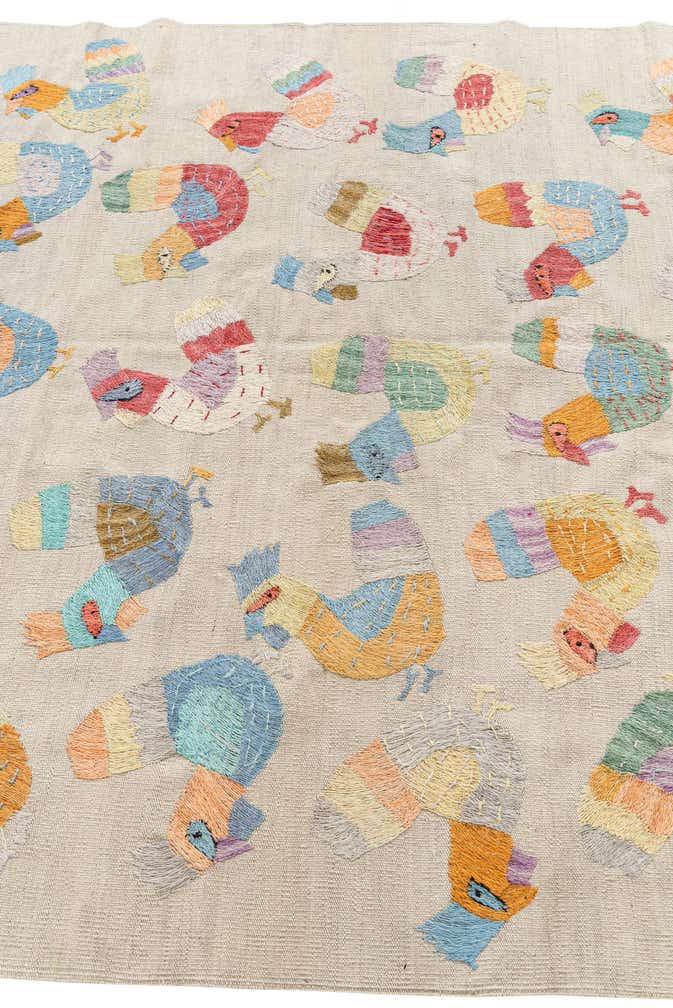 5' x 6' 2 Hand Woven Kilim Suzani Wool Rug