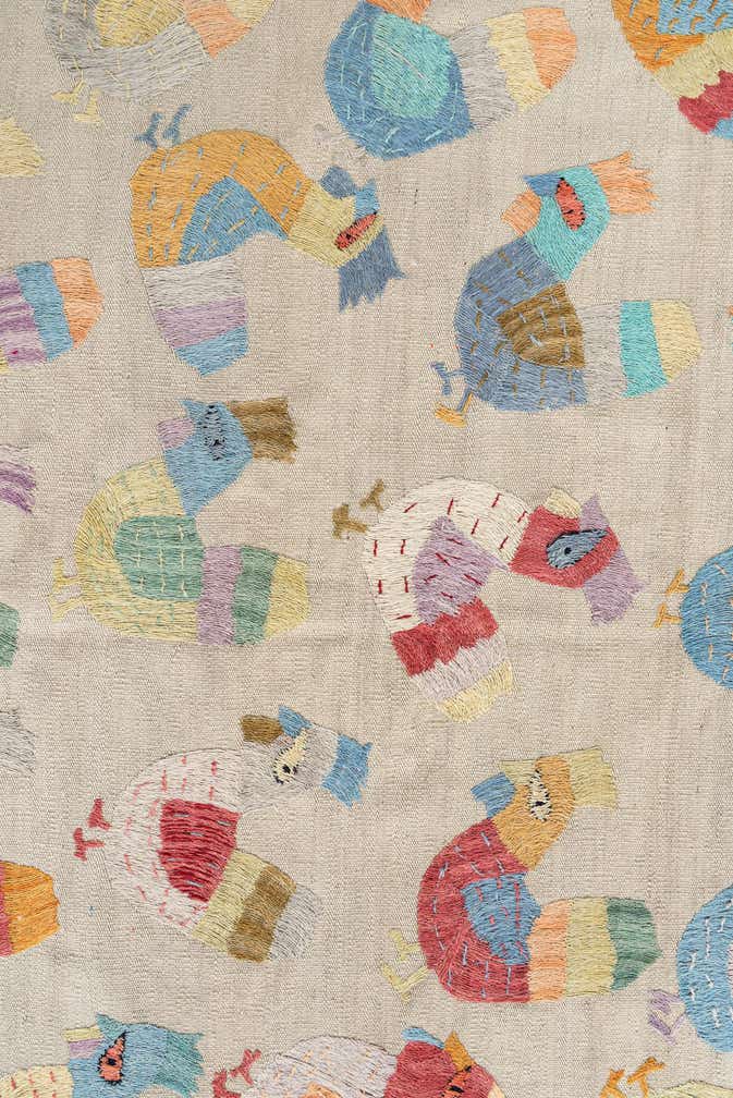 5' x 6' 2 Hand Woven Kilim Suzani Wool Rug