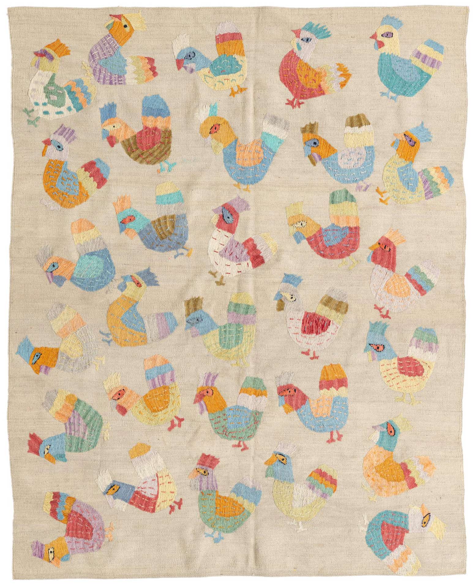 5' x 6' 2 Hand Woven Kilim Suzani Wool Rug