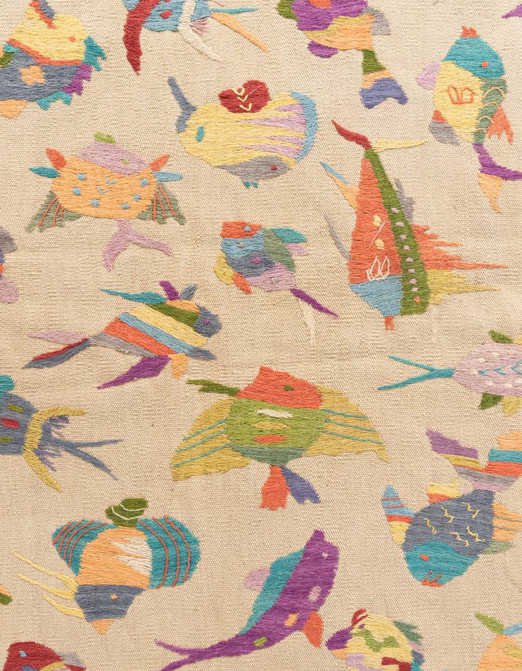 Detail image of 4' 4 x 5' 6  Hand Woven Kilim Suzani Wool Rug