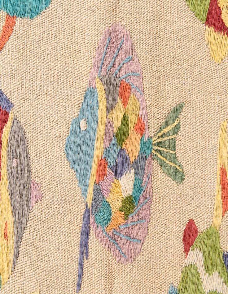 Detail image of 4' 4 x 5' 6  Hand Woven Kilim Suzani Wool Rug