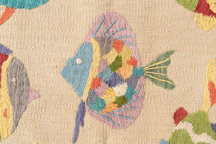 4' 4 x 5' 6 Hand Woven Kilim Suzani Wool Rug