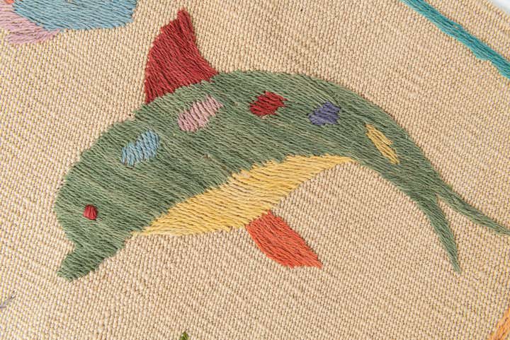 4' 4 x 5' 6 Hand Woven Kilim Suzani Wool Rug