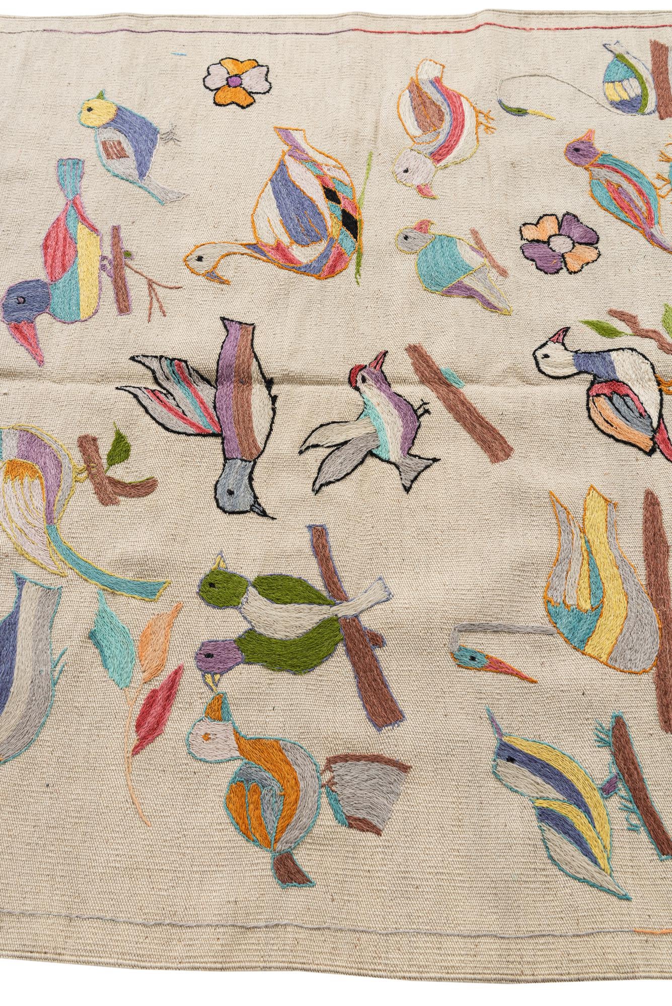 4' 3 x 5' 9 Hand Woven Kilim Suzani Wool Rug