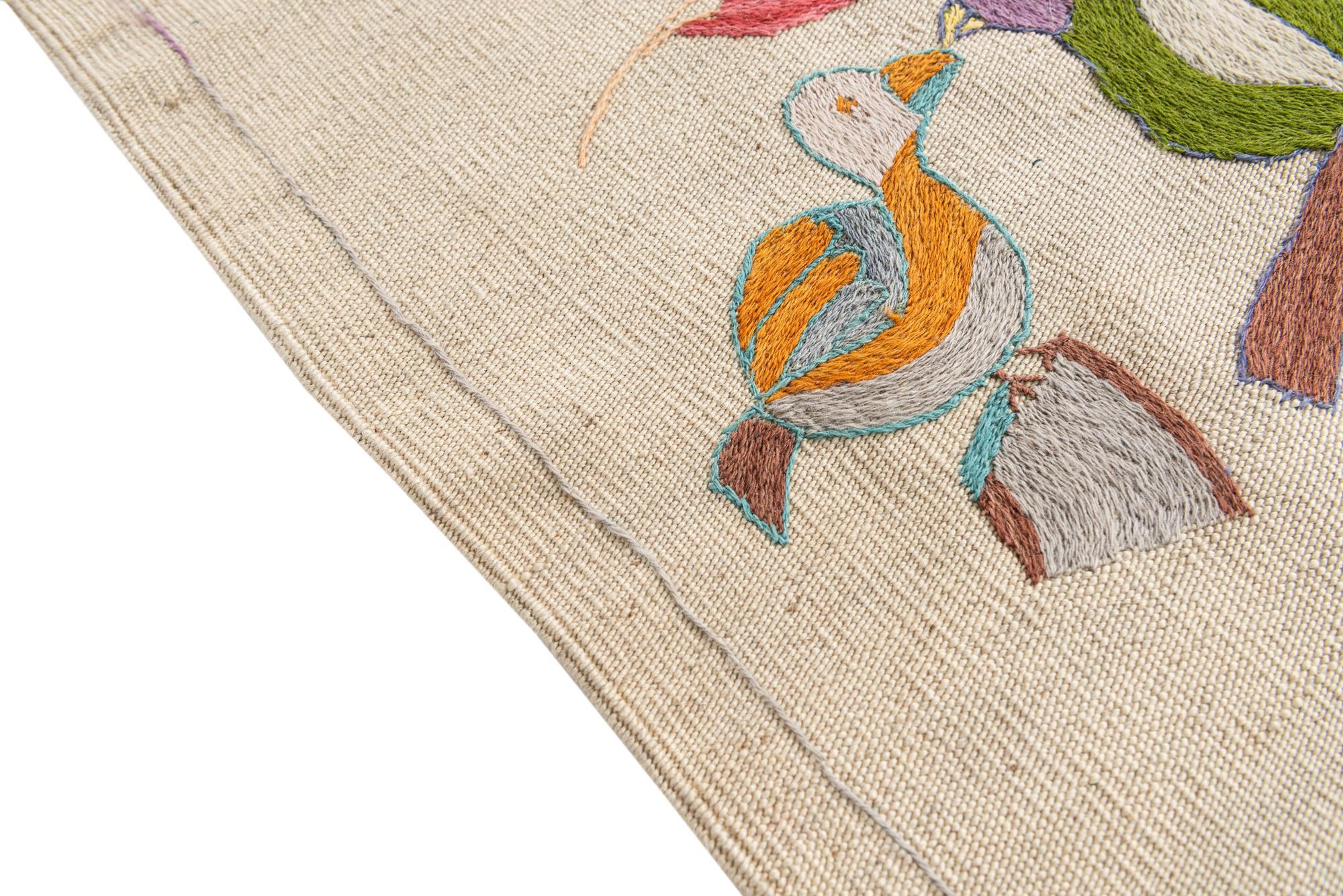 4' 3 x 5' 9 Hand Woven Kilim Suzani Wool Rug