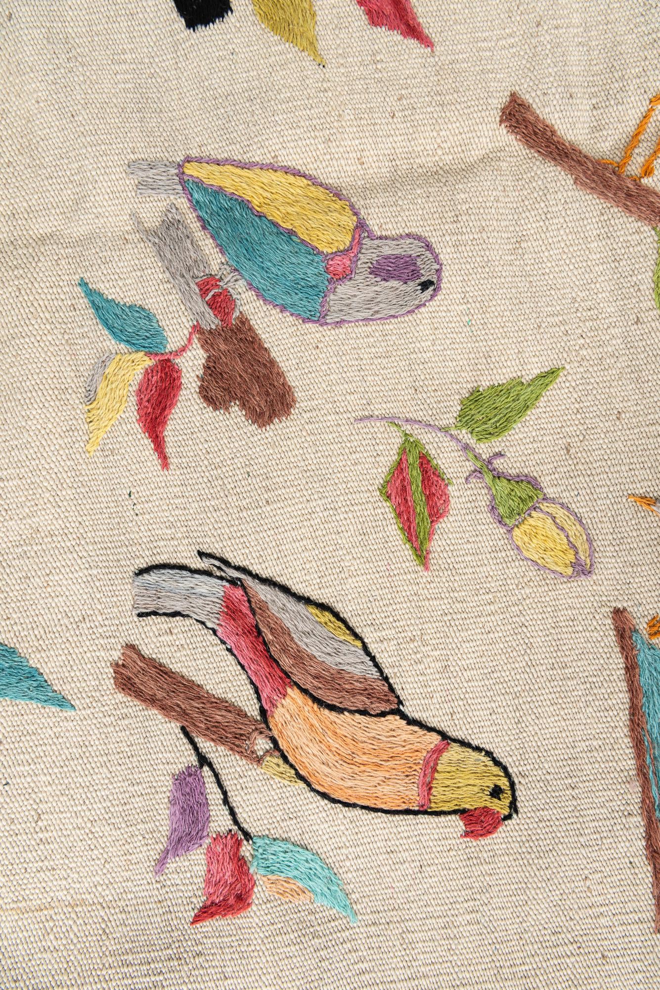4' 3 x 5' 9 Hand Woven Kilim Suzani Wool Rug