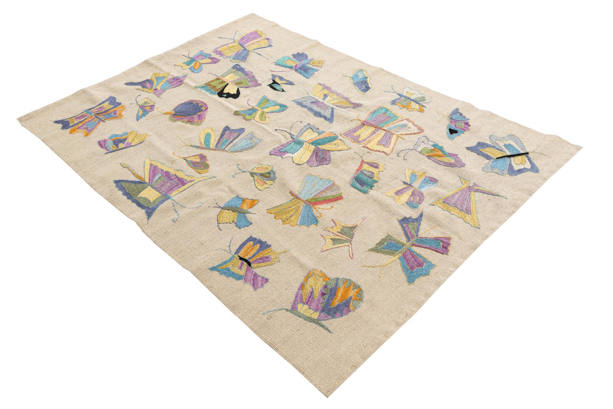4' 1 x 5' 9 Hand Woven Kilim Suzani Wool Rug