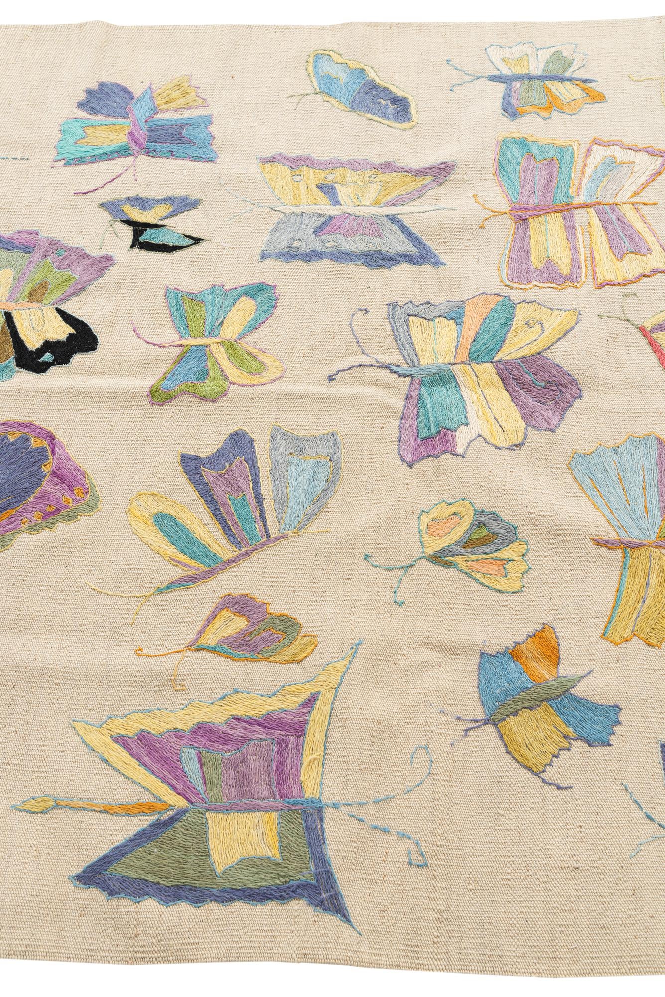 4' 1 x 5' 9 Hand Woven Kilim Suzani Wool Rug