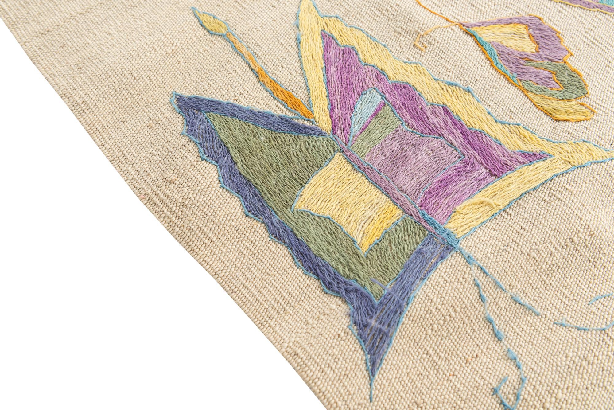 4' 1 x 5' 9 Hand Woven Kilim Suzani Wool Rug