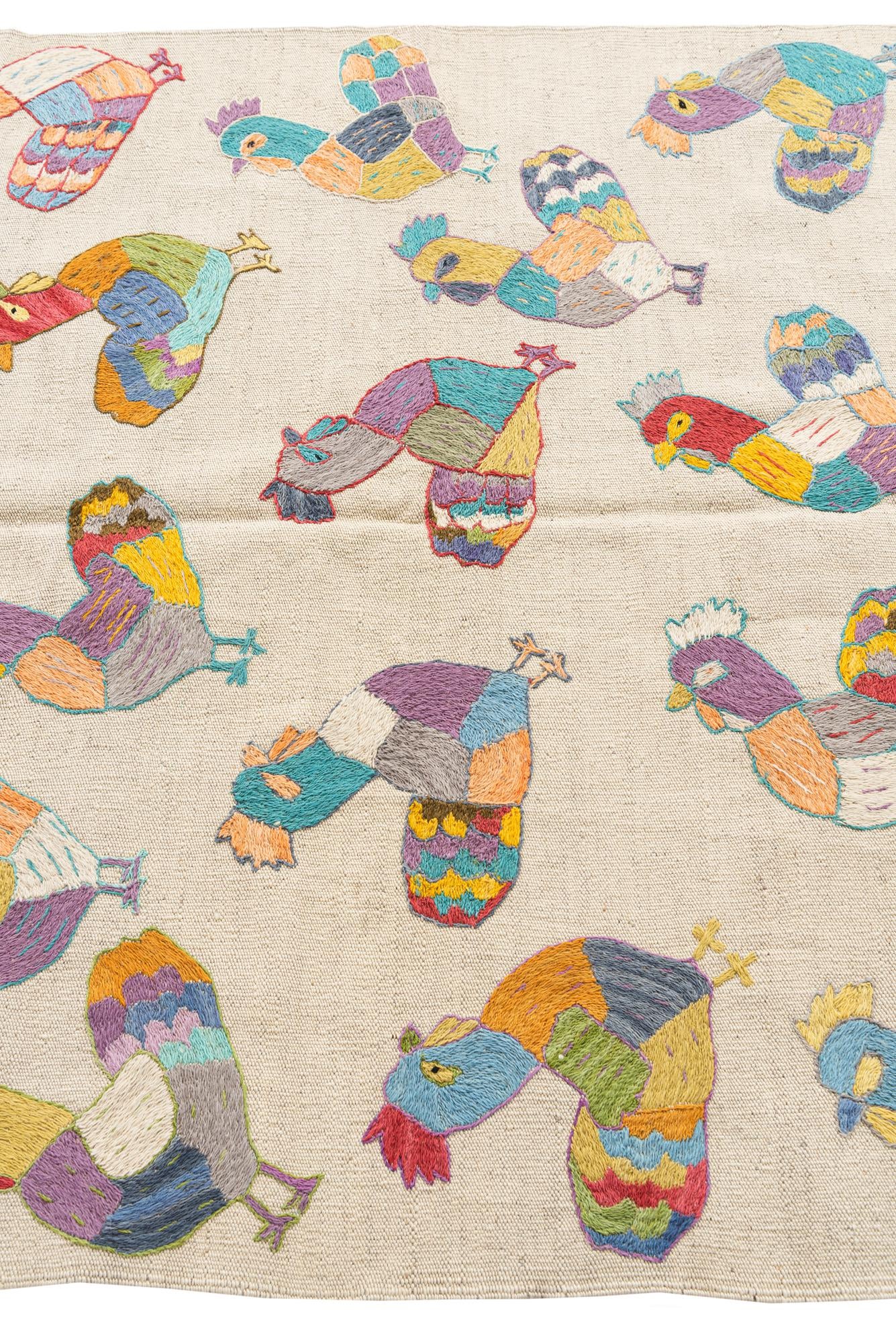 4' 2 x 5' 5 Hand Woven Kilim Suzani Wool Rug