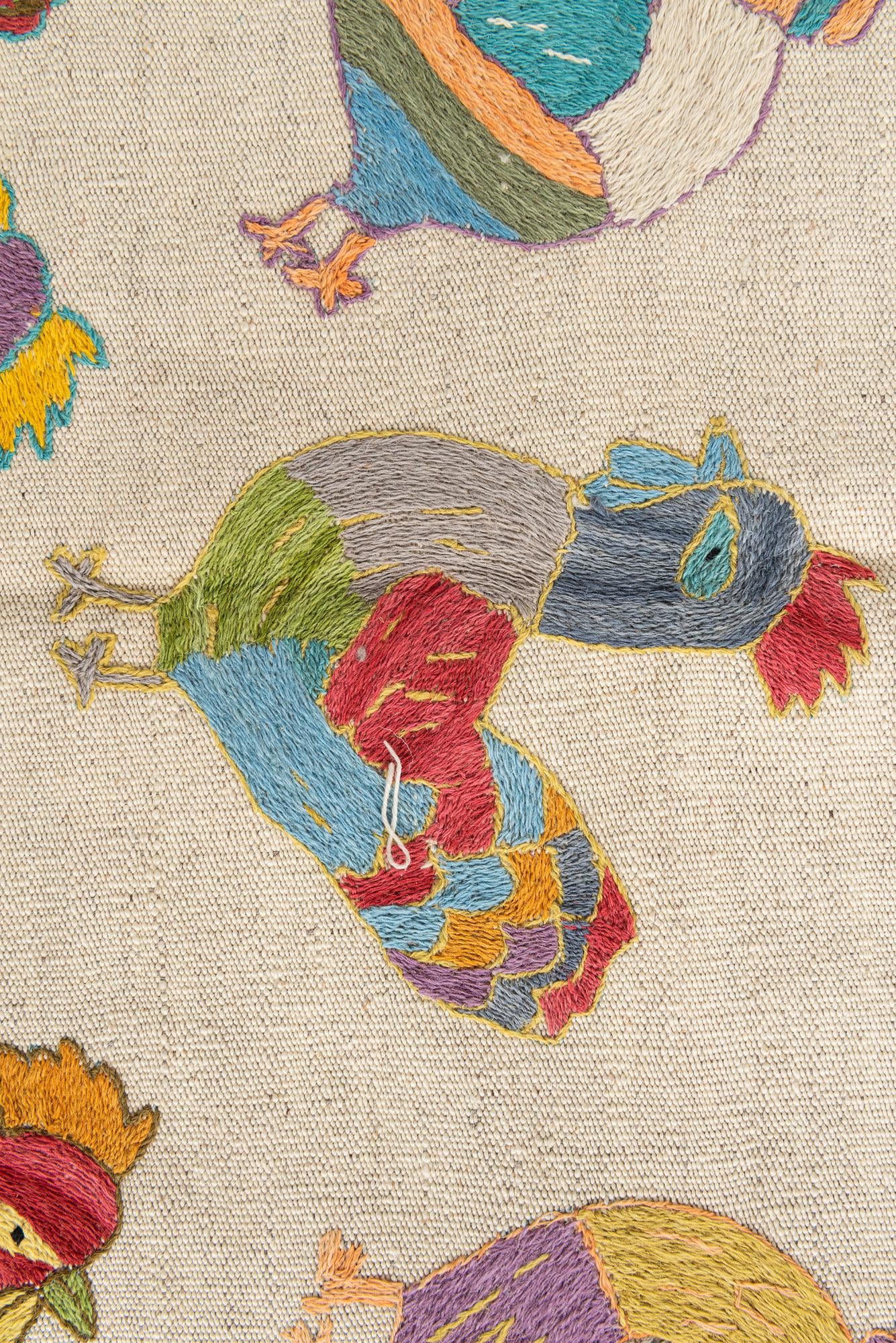 4' 2 x 5' 5 Hand Woven Kilim Suzani Wool Rug