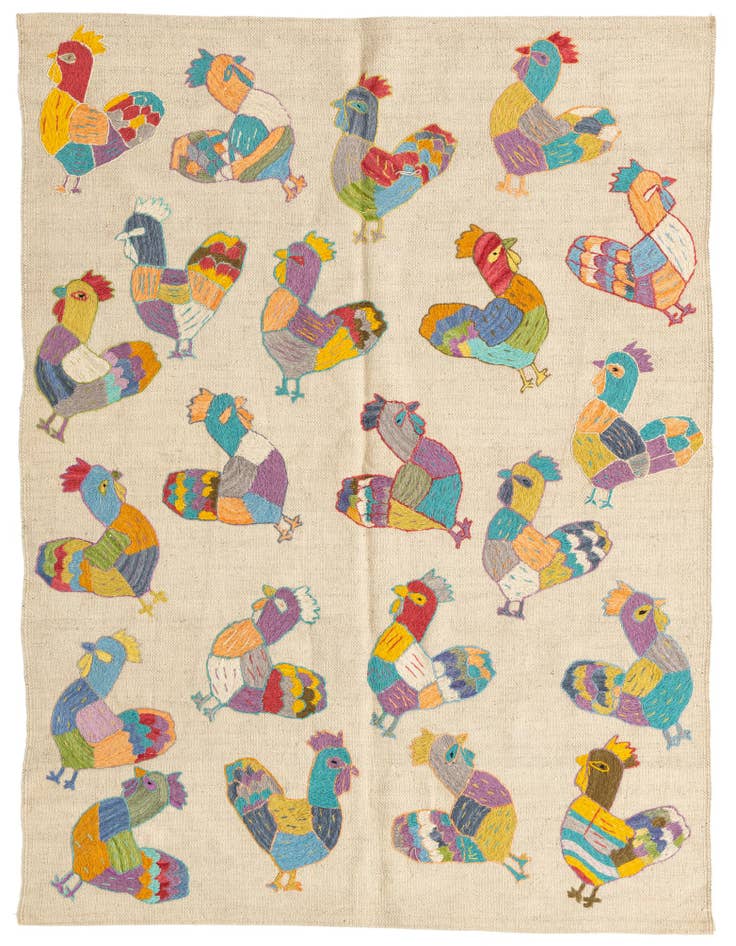 Detail image of 4' 2 x 5' 5 Hand Woven Kilim Suzani Wool Rug