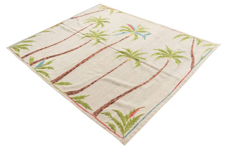 Detail image of 5' 2 x 6' 2 Hand Woven Kilim Suzani Wool Rug