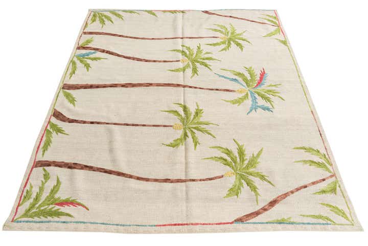 5' 2 x 6' 2 Hand Woven Kilim Suzani Wool Rug