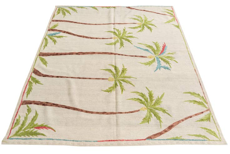 Detail image of 5' 2 x 6' 2 Hand Woven Kilim Suzani Wool Rug
