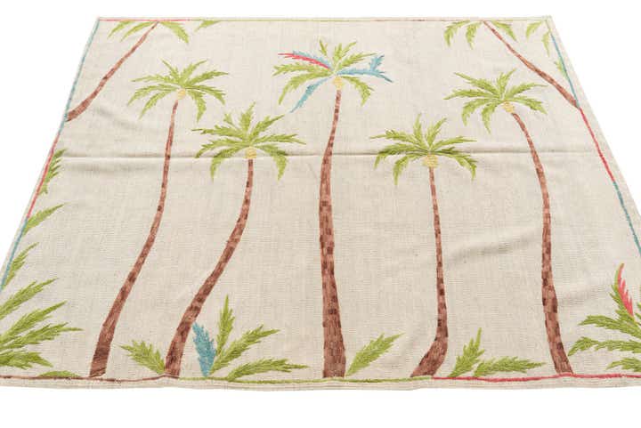 5' 2 x 6' 2 Hand Woven Kilim Suzani Wool Rug