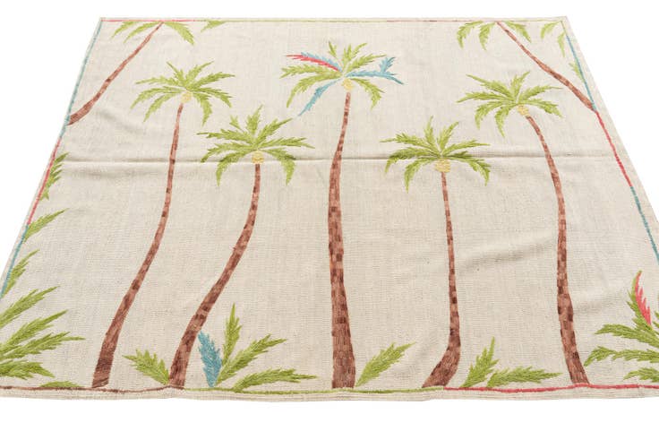 Detail image of 5' 2 x 6' 2 Hand Woven Kilim Suzani Wool Rug