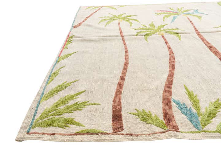 5' 2 x 6' 2 Hand Woven Kilim Suzani Wool Rug