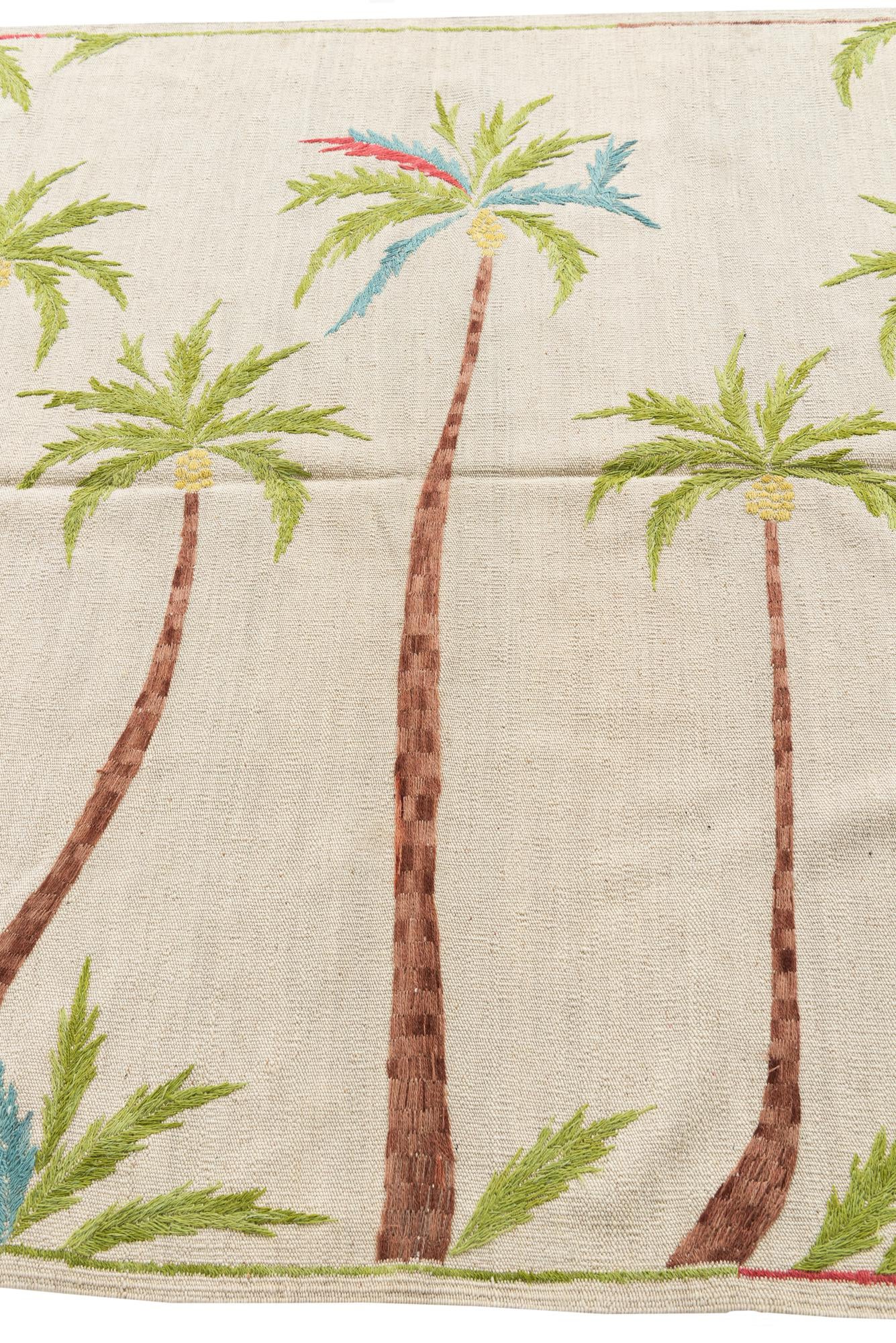 5' 2 x 6' 2 Hand Woven Kilim Suzani Wool Rug