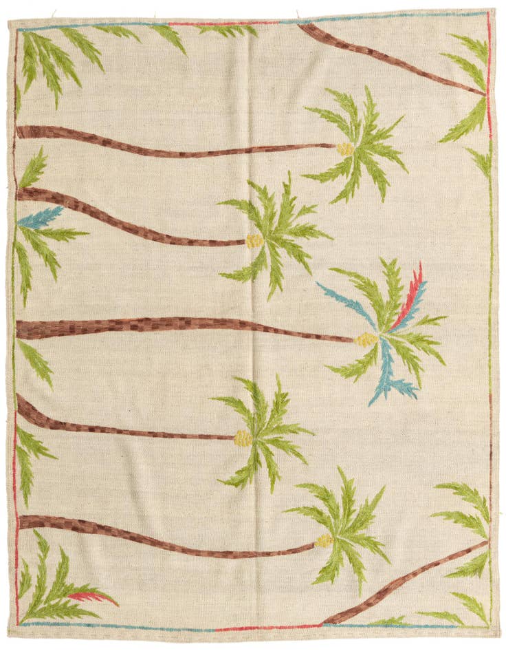 Detail image of 5' 2 x 6' 2 Hand Woven Kilim Suzani Wool Rug