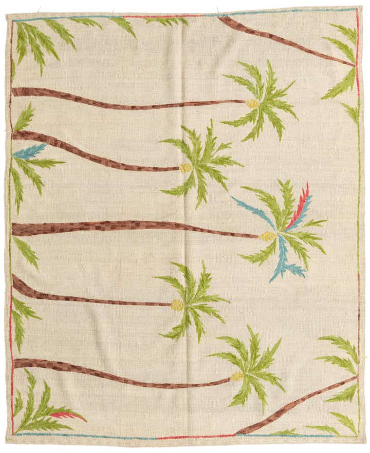 5' 2 x 6' 2 Hand Woven Kilim Suzani Wool Rug