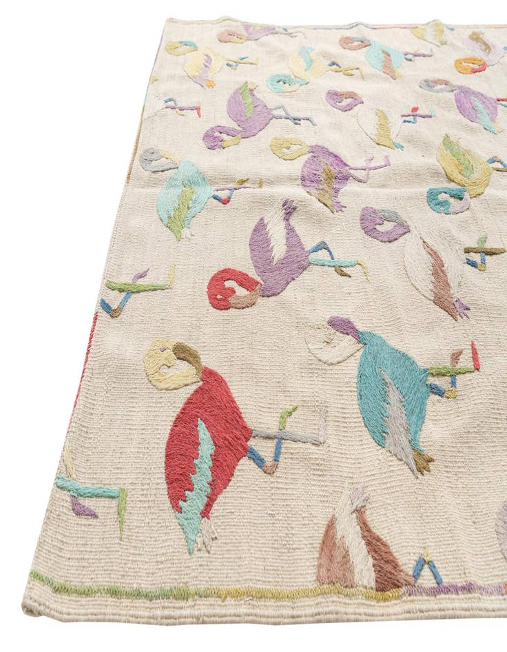 Detail image of 4' 2 x 5' 8  Hand Woven Kilim Suzani Wool Rug