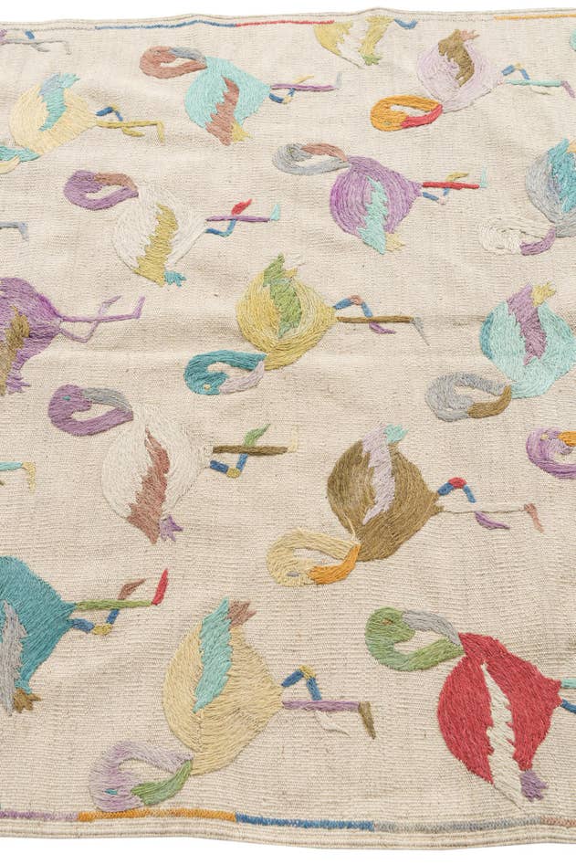 Detail image of 4' 2 x 5' 8 Hand Woven Kilim Suzani Wool Rug