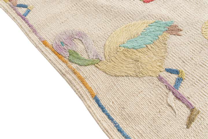 4' 2 x 5' 8 Hand Woven Kilim Suzani Wool Rug