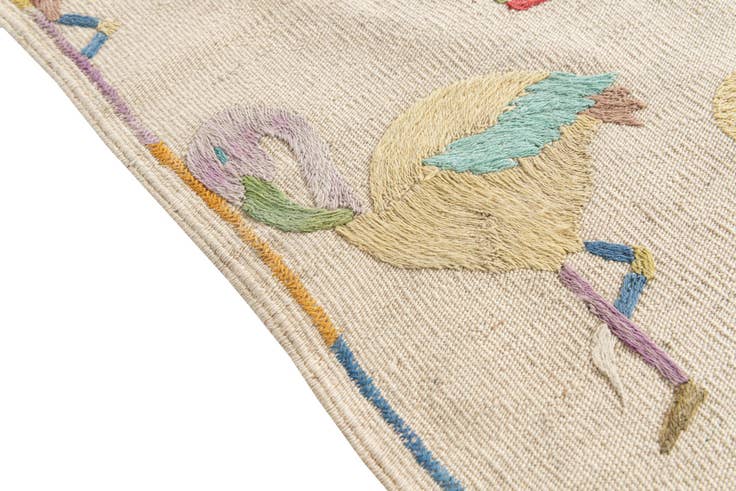 Detail image of 4' 2 x 5' 8 Hand Woven Kilim Suzani Wool Rug
