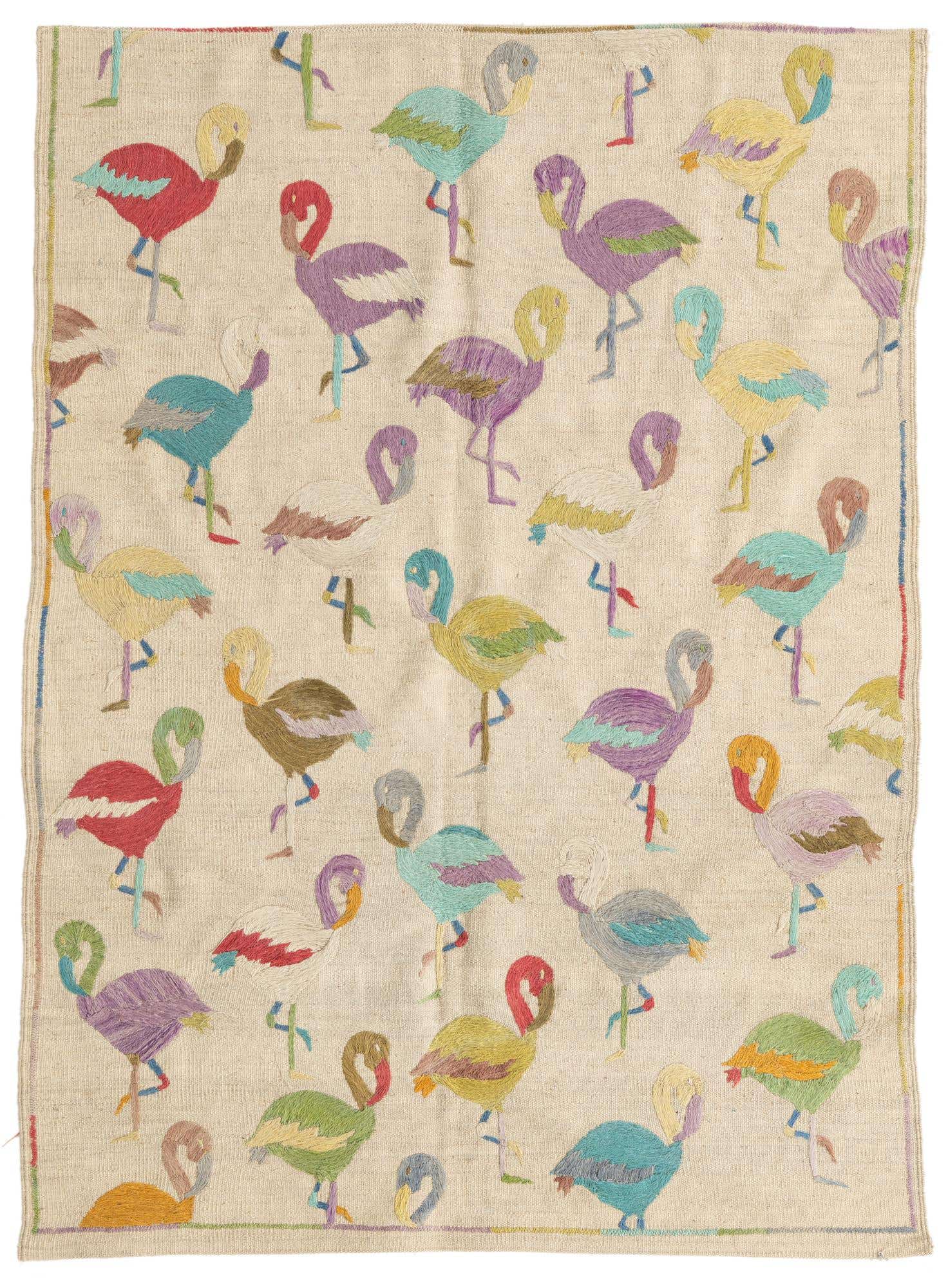 4' 2 x 5' 8 Hand Woven Kilim Suzani Wool Rug
