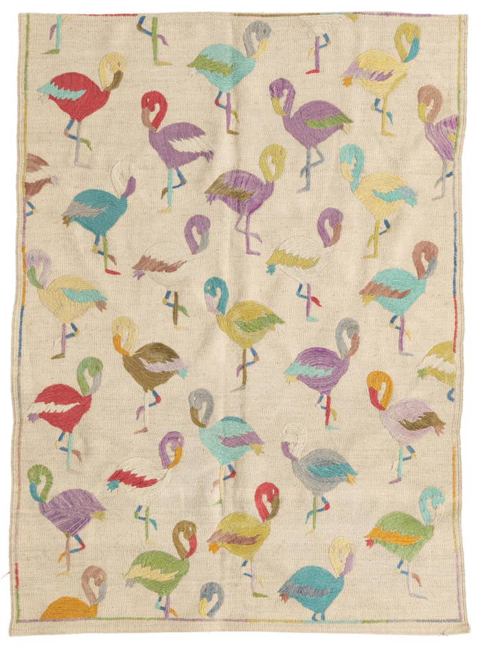 Detail image of 4' 2 x 5' 8 Hand Woven Kilim Suzani Wool Rug