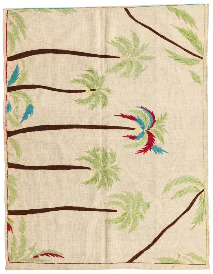 Detail image of 4' 4 x 5' 10 Hand Woven Kilim Suzani Wool Rug