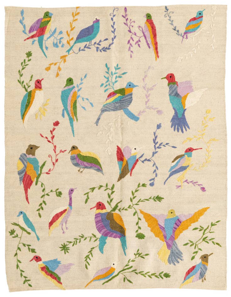 Detail image of 4' 2 x 5' 7 Hand Woven Kilim Suzani Wool Rug