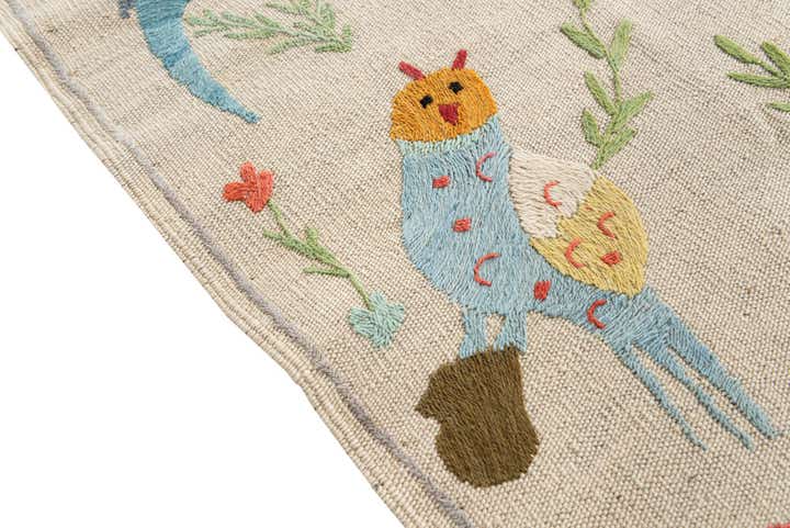 4' 2 x 5' 5 Hand Woven Kilim Suzani Wool Rug