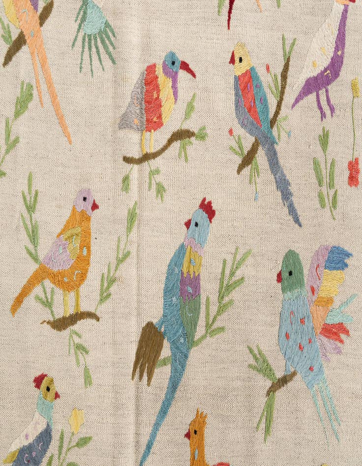 Detail image of 4' 2 x 5' 5  Hand Woven Kilim Suzani Wool Rug